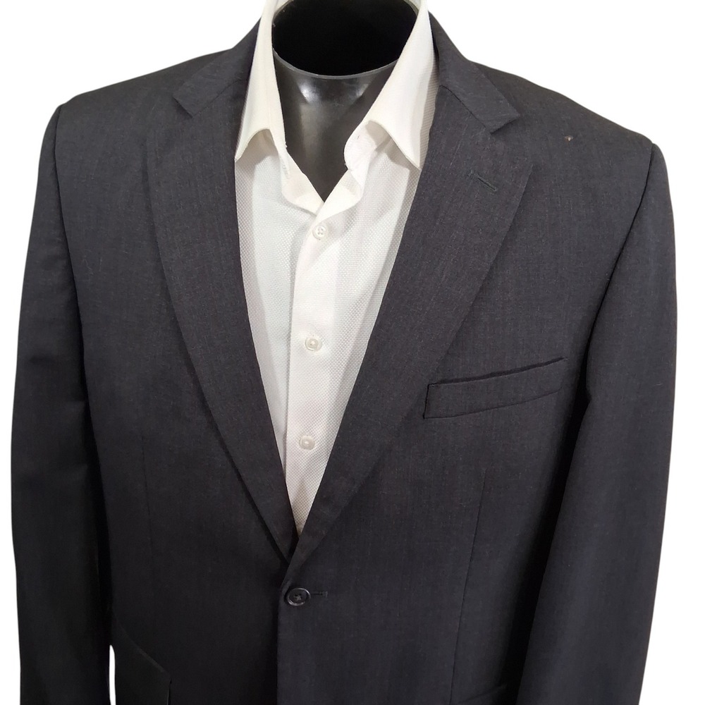 Wilke Rodriguez Sport Coat 44L Gray Crosshatch Modern Fit Wool Blend Double Vent